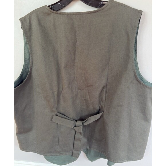 Bobbie Brooks Vintage Vest XL Olive Green Floral Embroidered Cottagecore Cotton - Picture 9 of 12